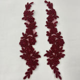 Beaded Corded Floral Lace Applique
