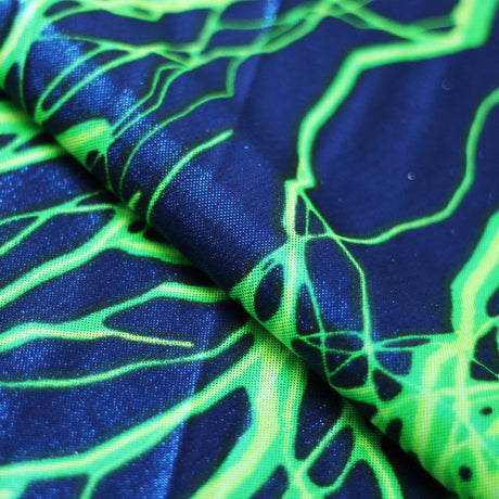 Lightning Bolt Nylon Spandex Fabric - Multi-Color Lightning Bolt Print, 58/60" Width (1 Yard)