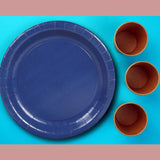 24 Count Navy Solid Color Dessert Plates 7 Inch Round Paper Plates for Celebrations