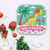 8 Ct. Girl Dinosaur Party Cute-O-Saurus Square Paper Dessert Plates 6.5" Birthday Plates