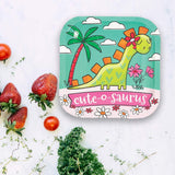 8 Count Girl Dinosaur Party Cute-O-Saurus Square Paper Dessert Plates 6.5" Birthday Plates