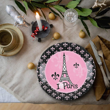 8 Count Paris Eiffel Tower Paper Plates 9 Inch Perfectly Paris Party Supplies