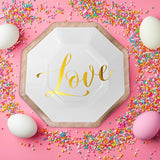 8 Count Rustic Wedding Octagon Paper Dessert Plates 7 Inches
