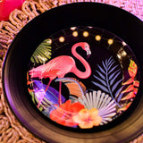 8 Ct. Tropical Nights Flamingo & Floral Paper Dessert Plates 7" Dessert Plates Luau & Pool Party Tableware