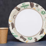 8 Ct. 7" Western Icons Round Disposable Paper Dessert Plates