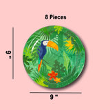 8 Count Toucan Jungle Paper Plates 9 Inch Tropical Luau Party Supplies