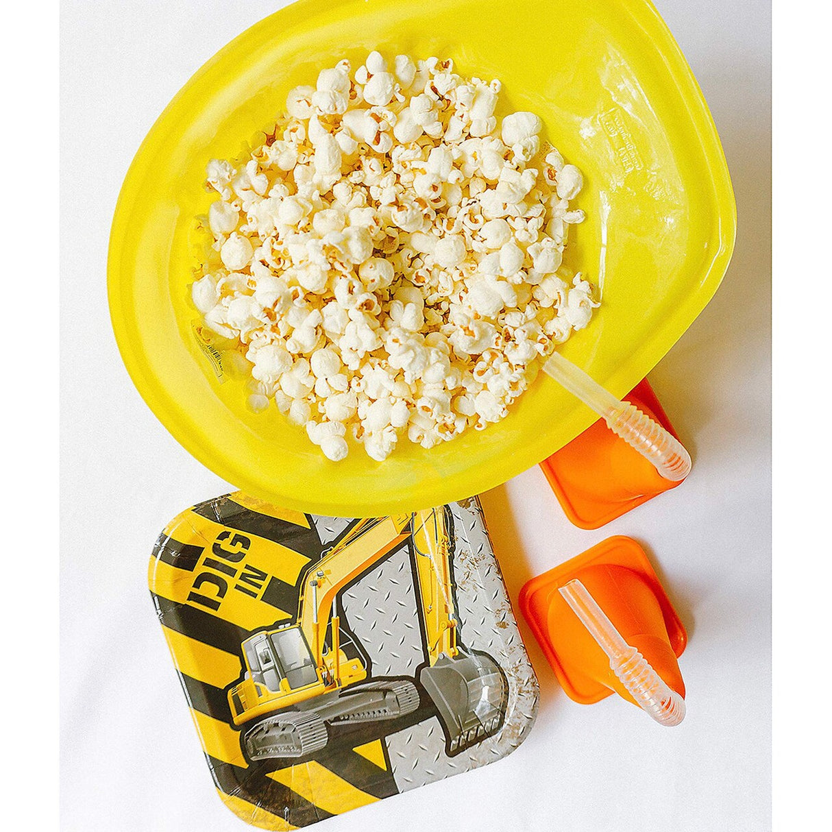 8 Ct. Construction Zone Excavator Square Paper Dessert Plates 7" “Dig In” Party Plates