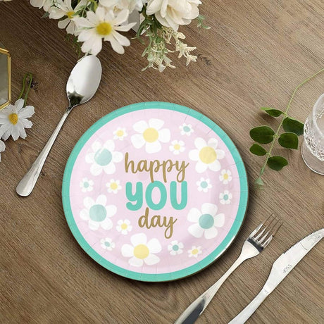 जन्मदिन ग्रेजुएशन ऑफिस पार्टी के लिए 8 काउंट हैप्पी यू डे पेपर डिनर प्लेट्स 9"