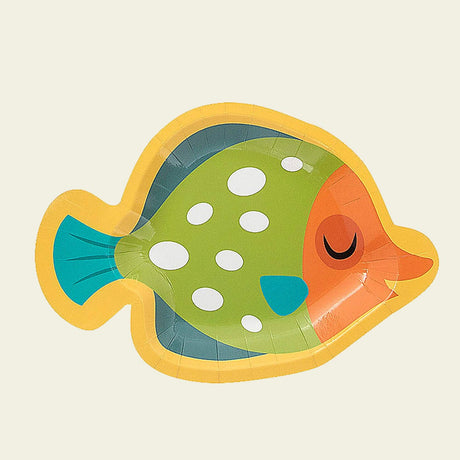 8 Count Under the Sea Fish Shaped Paper Dessert Plates Disposable Party Tableware for Kids Birthday