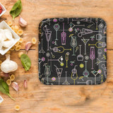 8 Ct. Cocktail Party Square Paper Dinner Plates Neon Drink Design 9 Inch