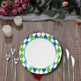 Blue and Green Checkered Golf Party Paper Plates 8 Count for Birthday or Sports Events