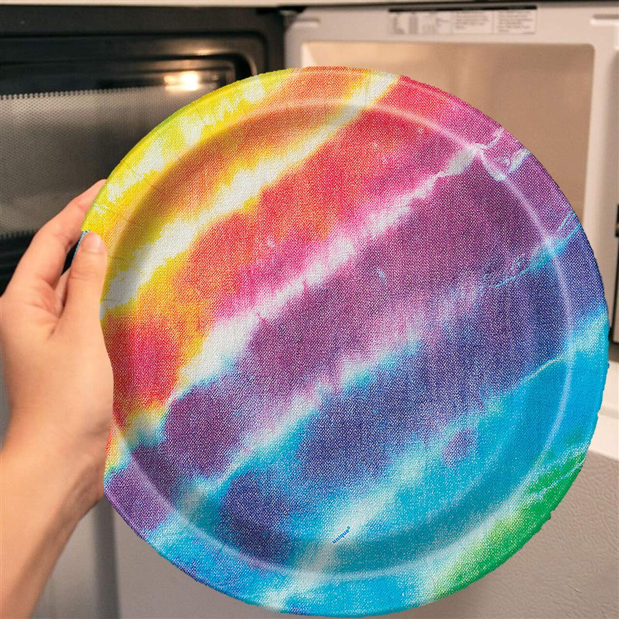 8 Count 6¾" Tie-Dye Disposable Paper Dessert Plates Retro 60s & 70s Party Tableware