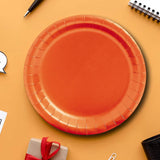 24 Count Orange Round Paper Dessert Plates 7 Inch for Fall Party Snacks