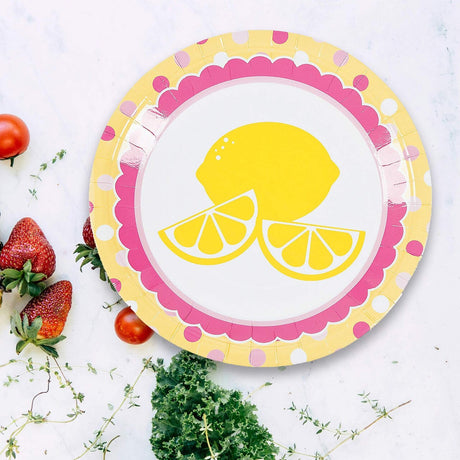 8 Ct. Lemonade Party Dinner Plates Bright Citrus Summer Theme