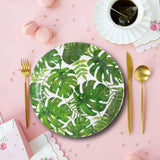 8 Count Palm Leaf Tropical Party Paper Dinner Plates 9 Inch for Luau or Summer Celebration