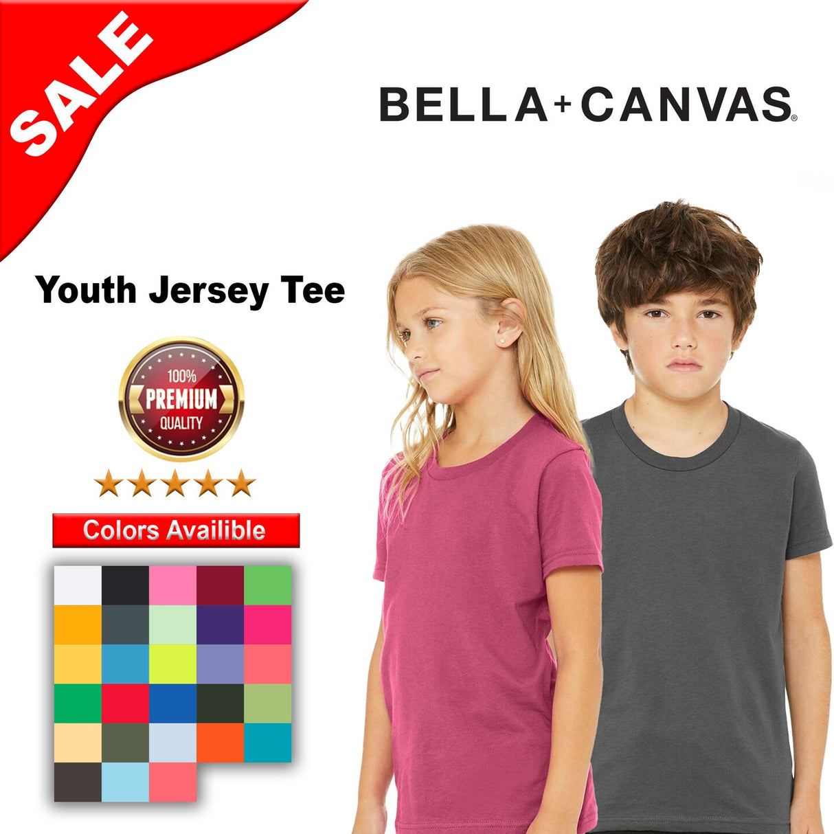 Bella+Canvas® Youth Short Sleeve Crewneck Jersey Tee