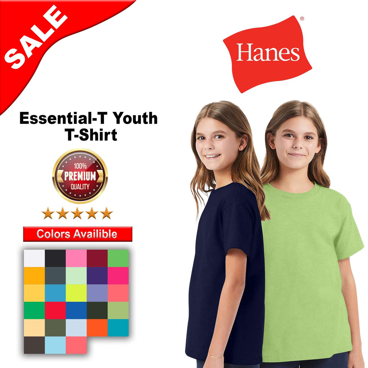 Hanes® Essential-T Youth Short Sleeve Crewneck T-Shirt