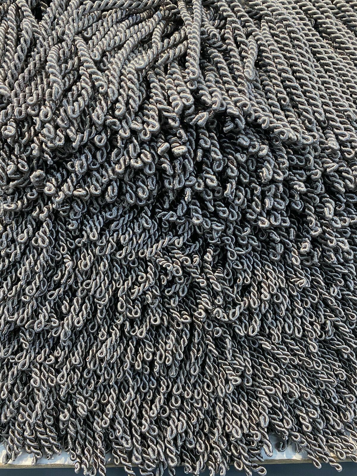 Bullion Fringe 6 Inch Charcoal Trim - Bullion Fringe Fabric, Charcoal, 6" Width (1 Yard)