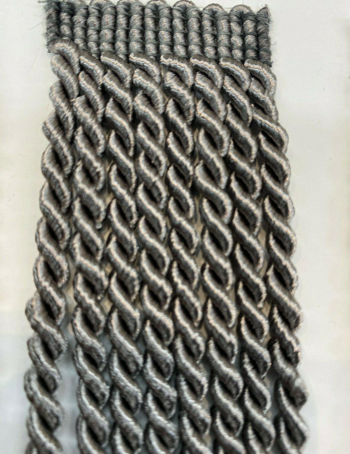 Bullion Fringe 6 Inch Charcoal Trim - Bullion Fringe Fabric, Charcoal, 6" Width (1 Yard)