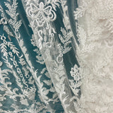 Beaded Lace Fabric on Polyester Net Mesh