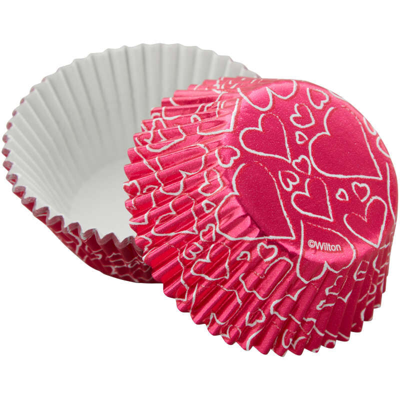 Wilton Pink Hearts Valentine's Day Foil Cupcake Liners, 24-Count