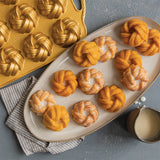 Nordic Ware 75th Anniversary Braided Mini Bundt Pan, 12 Cavities