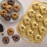 Nordic Ware 75th Anniversary Braided Mini Bundt Pan, 12 Cavities