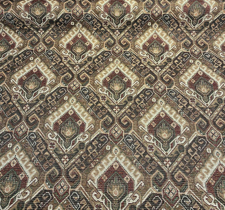 Swavelle Sarto Chenille Fabric - Mahogany Damask, 56" Width (1 Yard)