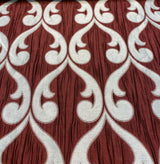 Fleur De Lis Ruby Red Jacquard Reversible Fabric - Ruby Red Fleur De Lis Damask, 58" Width (1 Yard)