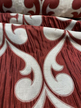 Fleur De Lis Ruby Red Jacquard Reversible Fabric - Ruby Red Fleur De Lis Damask, 58" Width (1 Yard)