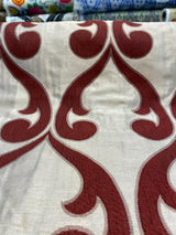 Fleur De Lis Ruby Red Jacquard Reversible Fabric - Ruby Red Fleur De Lis Damask, 58" Width (1 Yard)