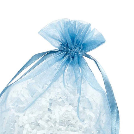 Wide Round Flat Bottom Organza Bags 6 1/2'' x 4'' x 7'' for Event Favors