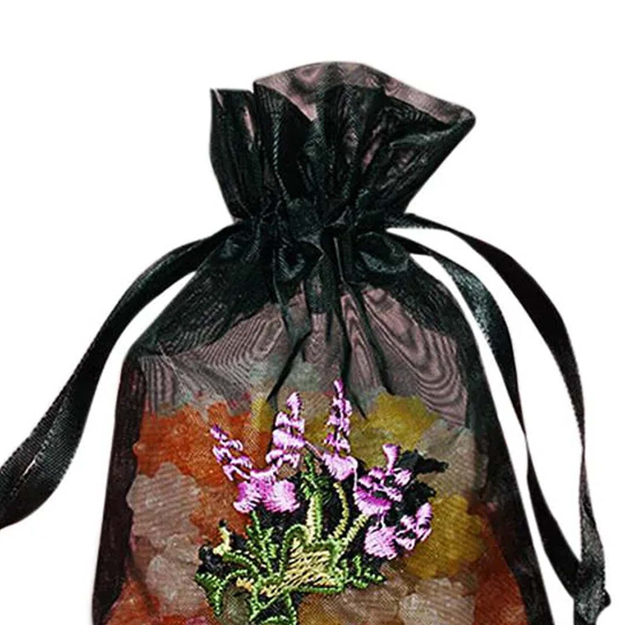 Lavender Flower Embroidered Organza Bags 4'' x 6'' for Favors