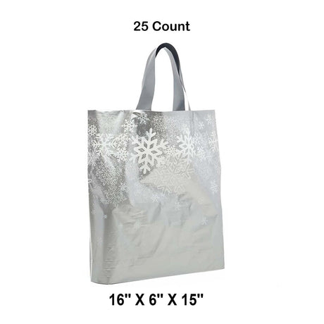 Printed Snowflake LDPE Bags 16” x 6” x 15” Holiday Packaging