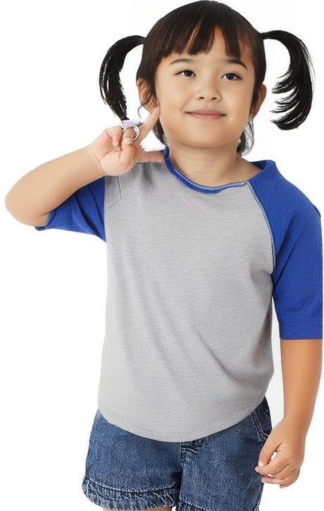 Rabbit Skins® Toddler Baseball Fine Jersey Crew Neck Three-Quarter Sleeve Tee - 3330