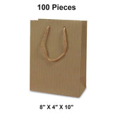 Wide Pinstripe Paper Euro Totes 8'' X 4'' X 10'' Elegant