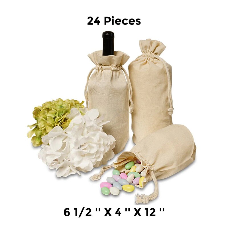 Spacious Round Bottom Cotton Muslin Bag 6 1/2" x 4" x 12"