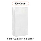 White Grocery Bags 4 1/4'' x 2 3/8'' x 8 3/16''
