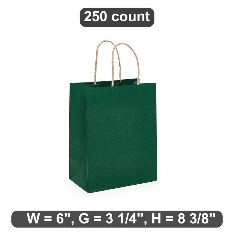 Compact Kraft Tinted Color Shopping Bag 6" x 3 1/4" x 8 3/8"