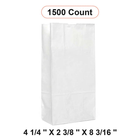 White Grocery Bags 4 1/4'' x 2 3/8'' x 8 3/16''