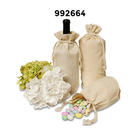 Spacious Round Bottom Cotton Muslin Bag 6 1/2" x 4" x 12"