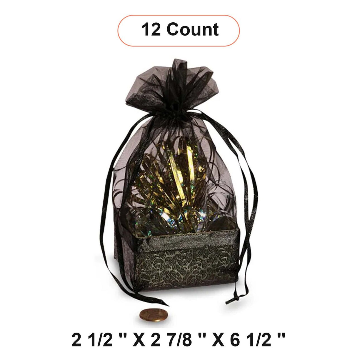 Box On The Bottom Organza Bags 2 1/2'' x 2 7/8'' x 6 1/2'' Favors