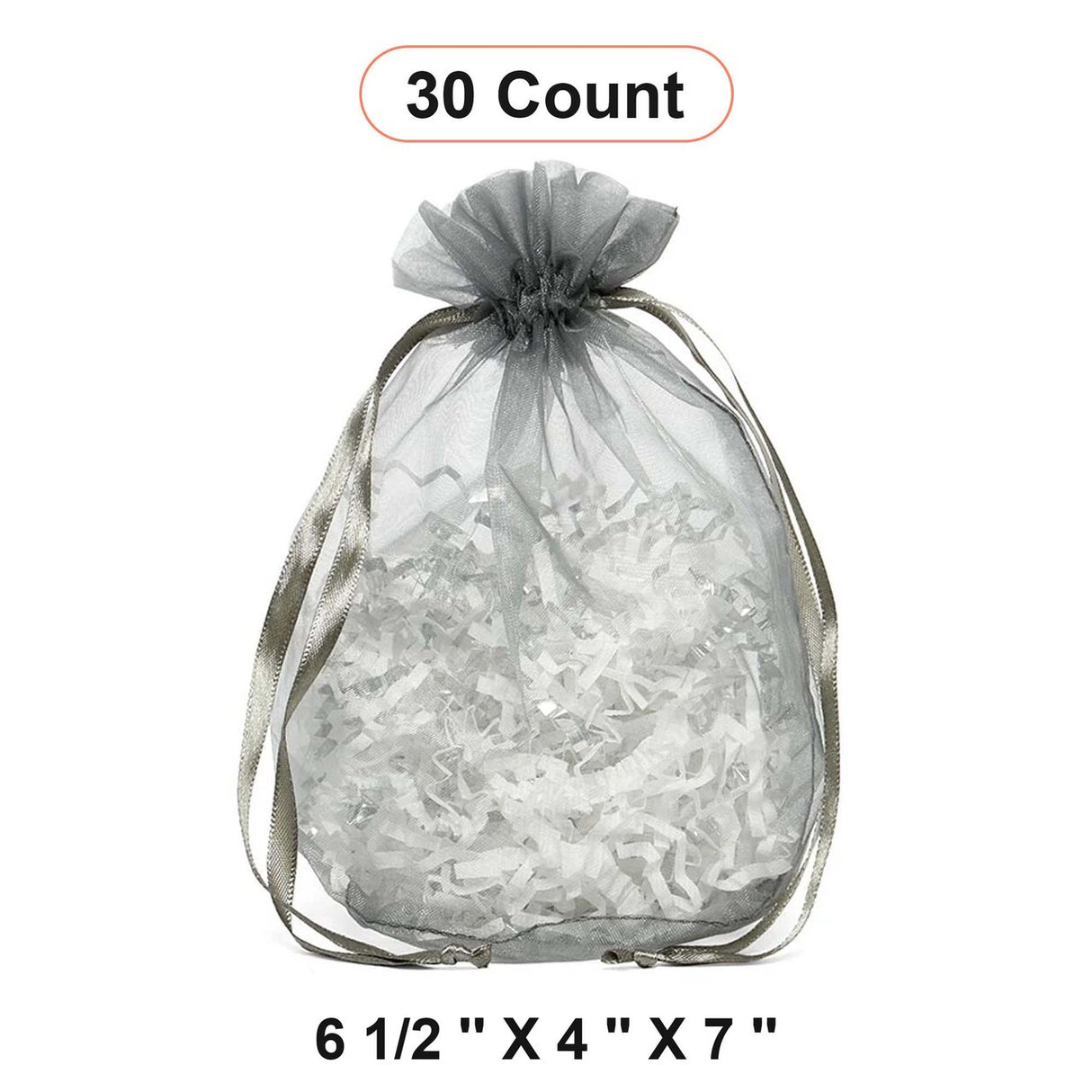 Wide Round Flat Bottom Organza Bags 6 1/2'' x 4'' x 7'' for Party Gifts