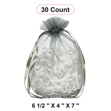 Wide Round Flat Bottom Organza Bags 6 1/2'' x 4'' x 7'' for Party Gifts
