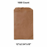 Flat Kraft Paper Bags 12" x 2 3/4" x 18"