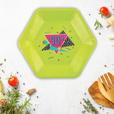 8 Ct. Neon 90s Party Paper Dinner Plates Funky Retro Design 9"
