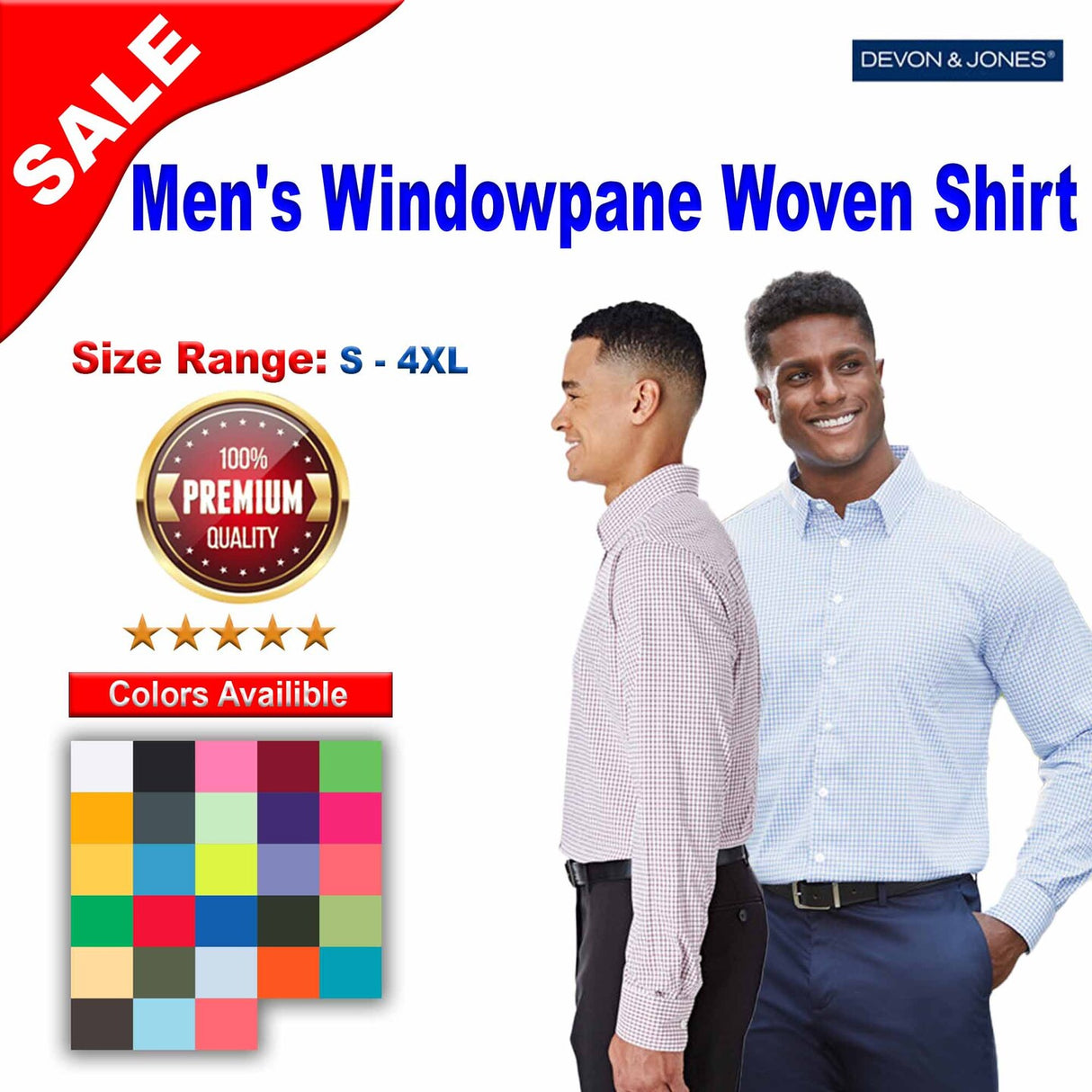 Devon & Jones® CrownLux Performance Men's Micro Windowpane Woven Shirt