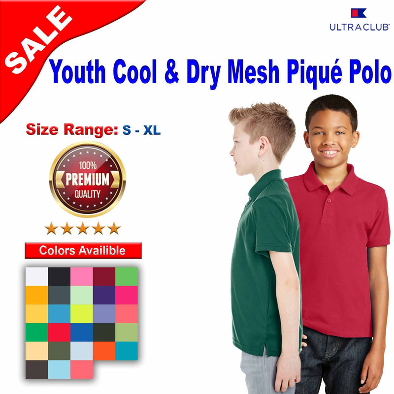 UltraClub® Youth Cool & Dry Mesh Piqué Polo