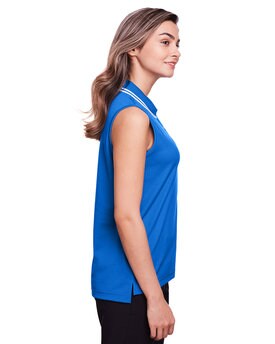 Devon & Jones® CrownLux Performance Ladies Plaited Tipped Sleeveless Polo