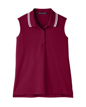Devon & Jones® CrownLux Performance Ladies Plaited Tipped Sleeveless Polo